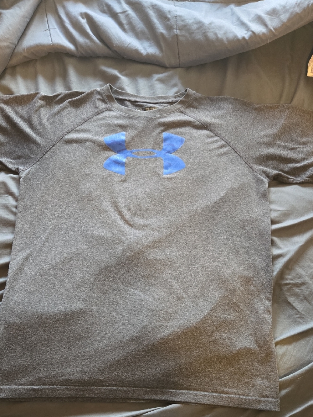 Under Armour Gray Short Sleeve Tee with Blue Logo